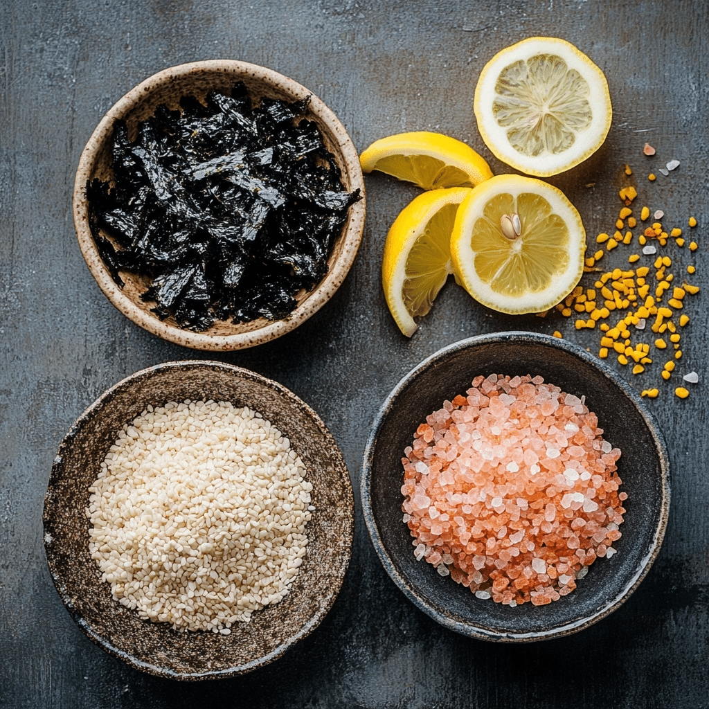 Japanese Pink Salt Recipe: Clean Flavor, Big Health Benefits 2 u1471415212 Flat lay of Himalayan salt toasted sesame seeds d ad8f9533 e956 4fa7 ad23 d779fb3c45a5 3